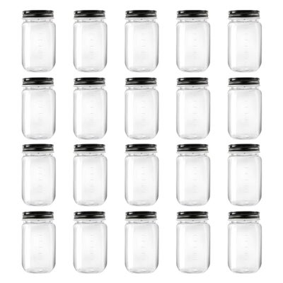 Novelinks 16 Ounce Clear Plastic Jars With Black Lids Refillable Round ...