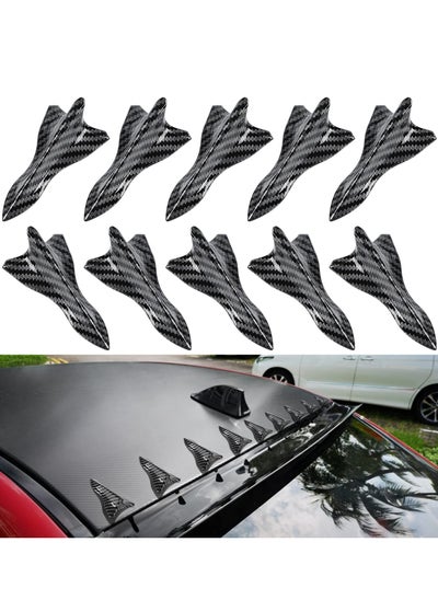 Buy 10Pcs Air Vortex Generator Diffuser Shark Fin Set, Carbon Fiber Pattern, Compatible with Spoiler Roof Wing, Car Exterior Accessories, Pointed End Style in UAE