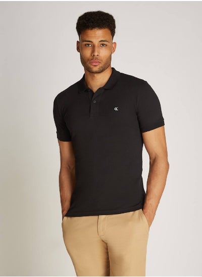 Buy Men's Slim Cotton Stretch Polo Shirt - Cotton, Black in UAE