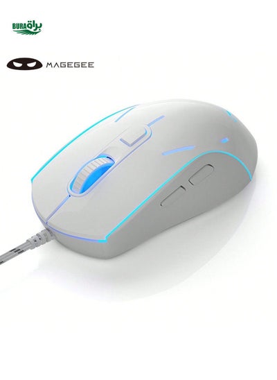 Buy MageGee 1pc G12 Wired Mute Gaming Mouse , 7 Colors Breathing LED Backlit Mouse, 6 Adjustable DPI Ergonomic Optical Computer Mouse Compatible With Windows PC Gamers - White in UAE