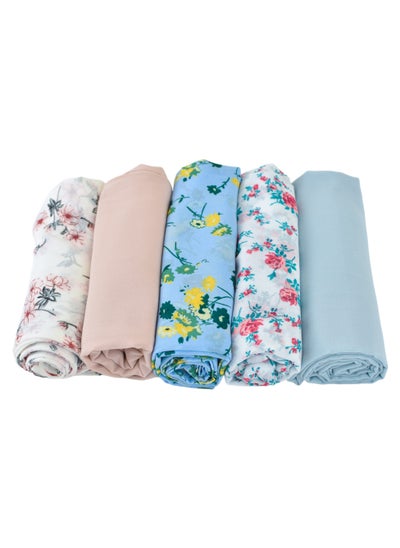 Buy ADEEB-5 Pieces Hijab Scarfs for Women - Premium Quality Chiffon Hijab, Soft and Lightweight. Hijab Gift Box in Saudi Arabia