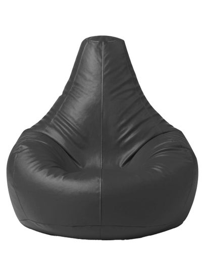 Buy Faux Leather Tear Drop Recliner Bean Bag with Filling Dark Grey in UAE