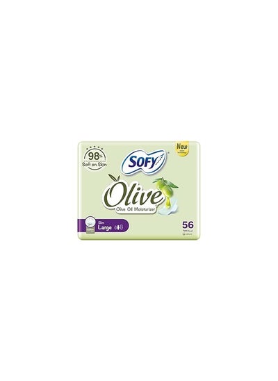 Buy Pure, healthy women's diapers with olive oil, refreshing and moisturizing the skin to prevent itching, 56 pieces in Saudi Arabia