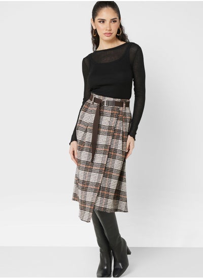 Buy Gathered Asymmetrical Hem Skirt in UAE