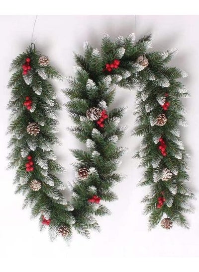 Buy Artificial Wreath 270 Cm Outdoor Wreath Pine Tree Wreath Reddish Berries Cedar Cones Festive Decoration (C) in UAE