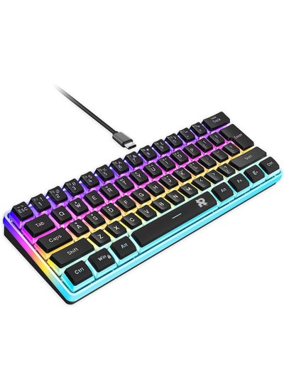 اشتري Rock Pow 60% Hotswap Mechanical Feeling Gaming Keyboard with PBT Pudding Keycaps,RGB Backlit Wired USB Optical Switches Keyboards Full Keys Programmable for Windows MAC PC Gamers Gateron Optical Blue في الامارات