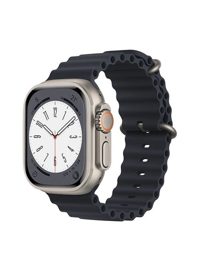 Buy Replacement Apple Watch Ultra Ocean Silicone Band Strap Compatible with 49MM/45MM/44MM/42MM for All Series Black in UAE