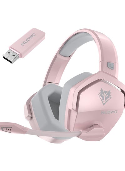 Buy G06 Wireless Gaming Headset with Mic,Over-Ear Gaming Headphones  for PS5, PS4, PC, Mobile, Switch: 2.4GHz Wireless + Bluetooth - 100 Hr Battery - 50mm Drivers,Pink in UAE