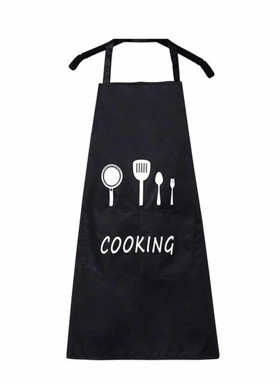 Buy Adjustable Aprons for Women Men Couple Waterproof with 2 Pockets for Cute Apron Kitchen Cooking BBQ Waterdrop Resistant and Oil Proof Baking (Black, Pack of 2) in UAE