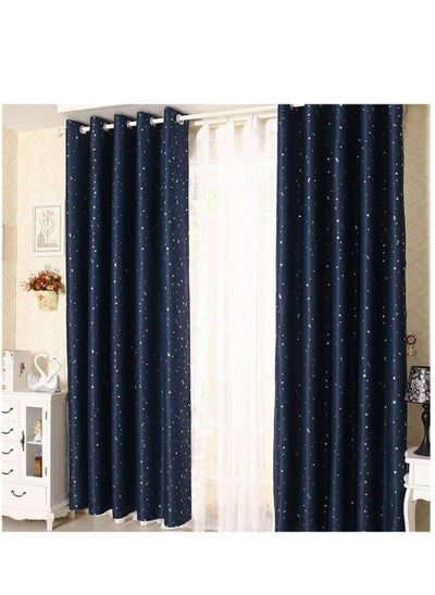 اشتري Star Blackout Curtain Modern Simple Curtain Blackout Curtain Balcony Living Room Curtain With Perforation Navy Curtain 132*213cm Navy 2 Pieces في الامارات