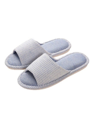 Buy Striped Bedroom Slippers Blue in Saudi Arabia