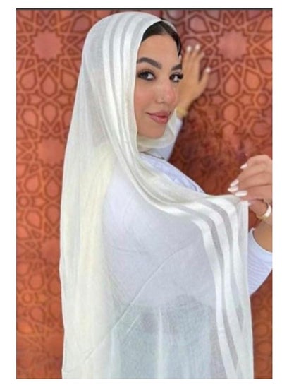 Buy Plain linen muslin 3 line style hijab, comfortable and gorgeous for women in Egypt