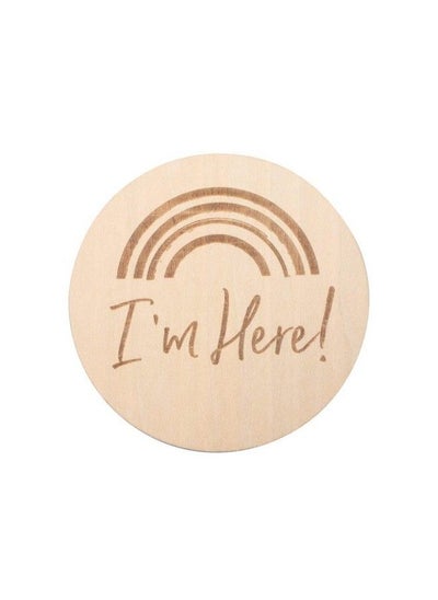 اشتري I'M Here Wooden Monthly Milestone Photo Cards Baby Announcement Cards Photo Prop Milestone Discs Pregnancy Journey Milestone Markers Light Wood في الامارات