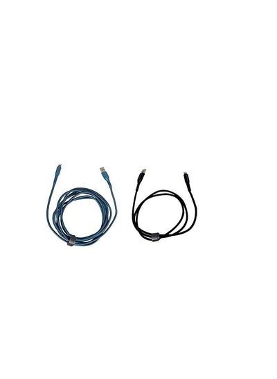 Buy Braided Lightning Cable Set, 0.9m/3ft Black + 3m/10ft Blue in UAE