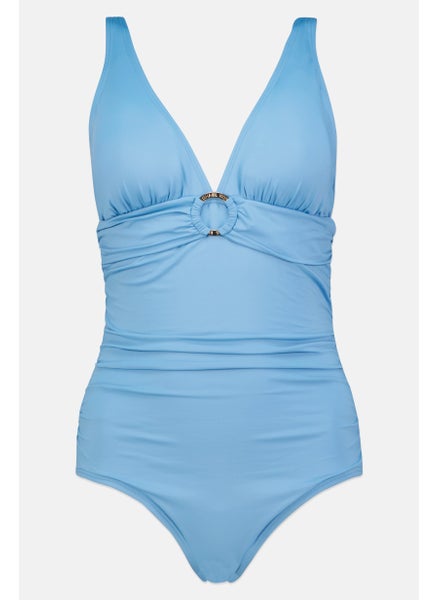 اشتري Women Padded One Piece Plain Swimwear, Dusty Blue في الامارات