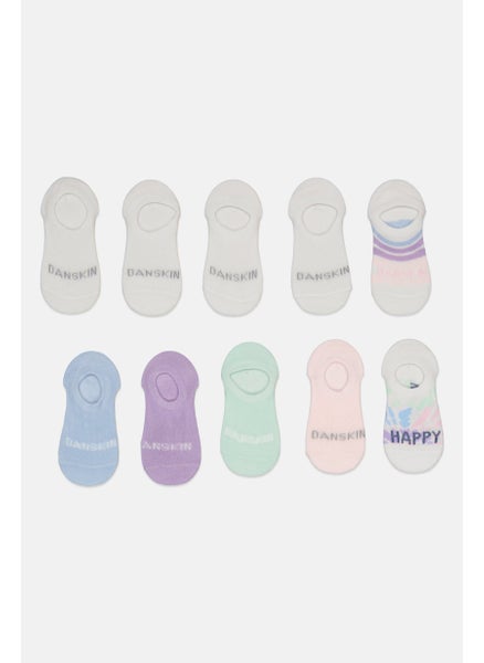 اشتري Kid Girls 10 Pairs Printed Socks, White Combo في الامارات