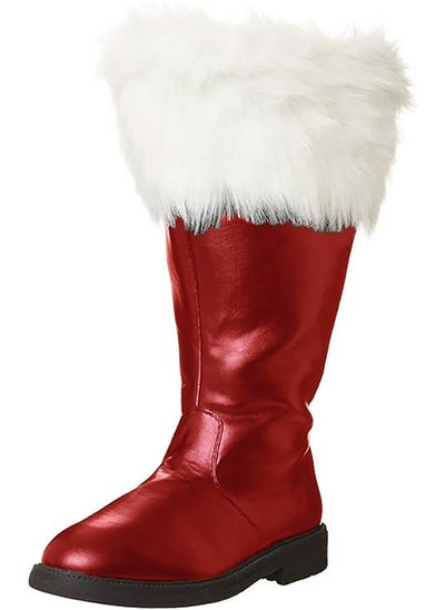 Buy Christmas Santa Claus Boots Men's Wide Calf Santa Combat Boots with White Plush Cuffs for Halloween Christmas Costume Red in Saudi Arabia