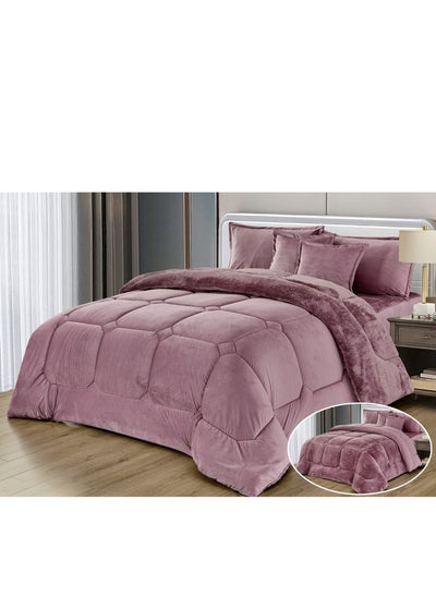 Buy Double-sided soft velvet and luxurious fur bed sheet for one and a half people, size 170*220 cm in Saudi Arabia