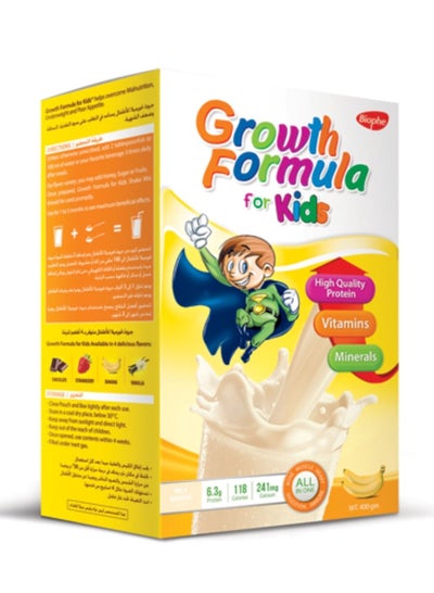 اشتري جروث فورميلا للاطفال مكمل غذائى متكامل و متوازن – 6.3 جرام بروتين - يساعد الاطفال على النمو بشكل صحى و تعويض نقص التغذية من سن 1 – 12 سنة  - بطعم الموز- 330جم - 10 أكياس في مصر