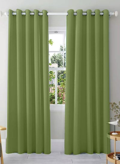Buy Amali 2 Blackout curtains for living room Decor or bedroom window, noise reduction and light blocking with 16 Grommets in 2 panels long 274cm and 127cm in width, Grass in UAE
