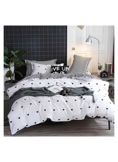 Buy 4-Piece Bed Sheet Luxury Cotton Microfiber Soft Quilt with Comforter Cover, Flat and Pillowcases Single Set 2m 200X230cm in Saudi Arabia