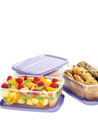 Buy Lamsa Plast Food Container Set of 3 , 1.2 Liter - Multi Color in Egypt