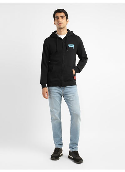 Buy Men's Solid Black Hooded Sweatshirt in Egypt