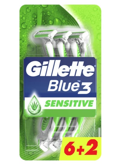 اشتري Gillette Blue 3 Sensitive Men Disposable Razors, 6 +2 Count في مصر