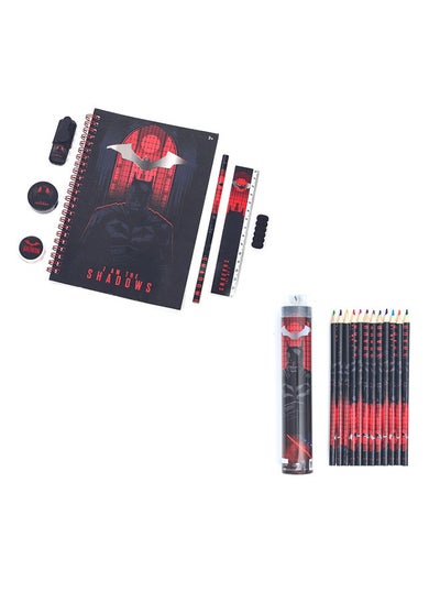 Buy Stationery Batman I Am The Shadows 12Pc Tin Tube Coloring Pencils & 7Pc Ziplock Set in UAE