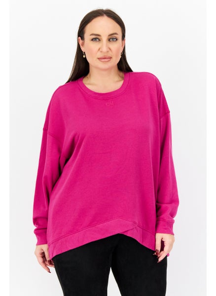 اشتري Women Plus Size Round Neck Long Sleeve Brand Logo Sweatshirt, Purple في الامارات