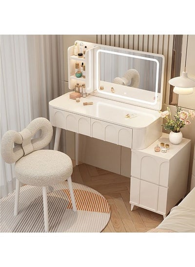 Buy Multifunctional Makeup Vanity Dressing Table with Drawers and Chair 100 CM in UAE