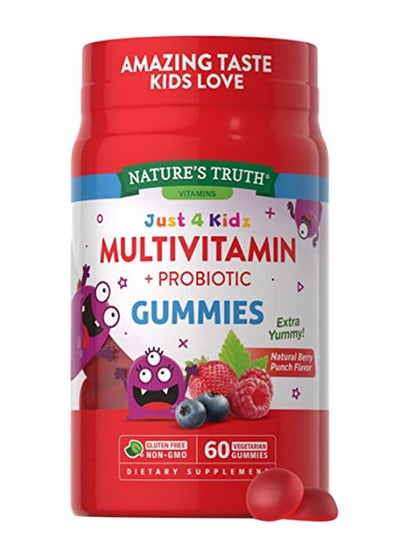 Buy Just 4 Kids Multivitamin + Probiotic, 60 Vegetarian Gummies in UAE