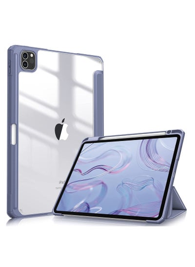 Buy iPad Air Case Combo (2022/2020 5th/4th Generation 10.9/ipad Pro 11) with Pencil Holder, Clear Transparent Back Shell Slim Stand Shockproof Tablet Cover, Auto Wake/Sleep with Screen Protector (BLUE) in UAE