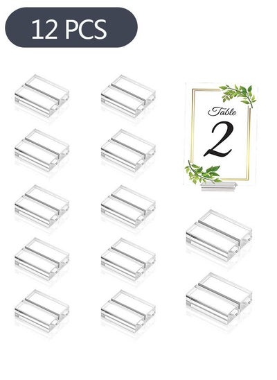 Buy 12-Piece Clear Acrylic Stands, Place Card Holders Table Number Stands Card, Display Stand for Dining Table Shop Office Wedding Photo Painting Business Card Holder 50*30*10mm in Saudi Arabia