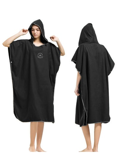 اشتري Microfiber Surf Poncho, Wetsuit Changing Bath Robe, Beach Change Cloak Dive Quick Dry Pool Swim Beach Towel with Hood for Adults في السعودية