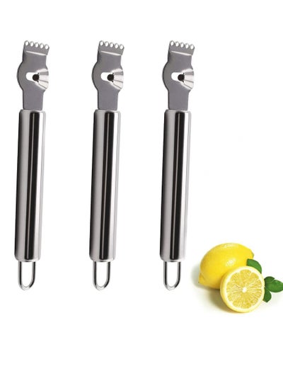 Buy 3 Pack Lemon Zester with Channel Knife Stainless Steel Citrus Zester Tool Orange Zester Grater Citrus Peeler Lemon Twist Tool Cocktail Garnish for Kitchen & Bar, Dishwasher Safe in UAE