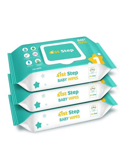 Buy Baby Wet Wipes With Lid Enriched And Aloe Vera And Jojoba Oil (72 Wipes;Pack X 3 Packs = 216 Wipes) in UAE