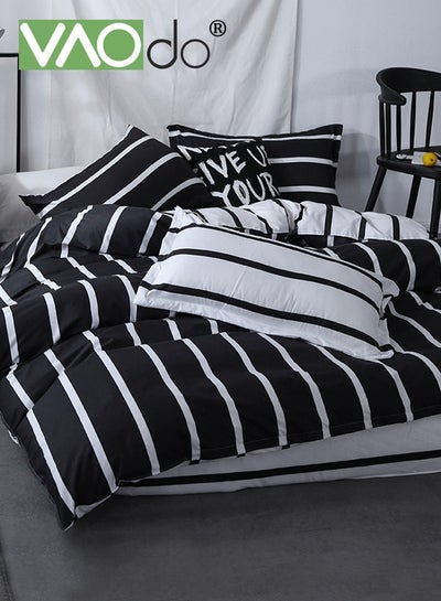 Buy 4PCS Comforter Set Skin Friendly Bedding Set Simple Cotton Material Including Sheets Duvet Cover and 2 Pillows in UAE