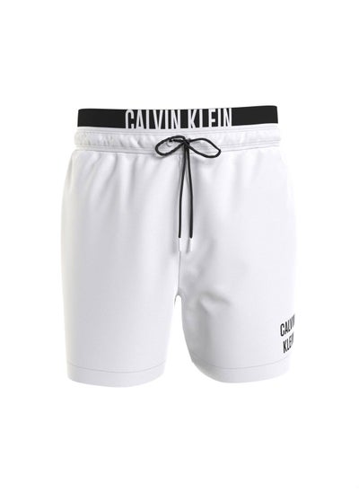 Buy Men's Double Waistband Swim Shorts - Intense Power, White in Saudi Arabia