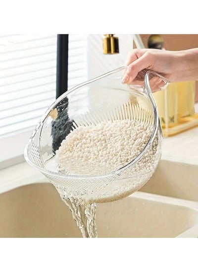 Buy 1pc Rice Washing Drain Basket Plastic Food Filter, Multifunctional Kitchen Sieve, Rice Washing Basin, Kitchen Supplies in UAE