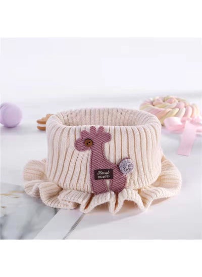 اشتري New Autumn and Winter Childrens Scarf Cartoon Knitted Scarf Warm Windproof Babys Shawl Fake Collar Fashionable CollarBeige White Beige White في الامارات