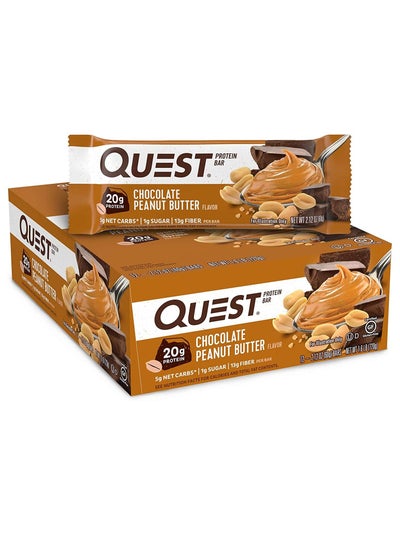 Buy Quest Nutrition Chocolate Peanut Butter Bars 12 Count in UAE