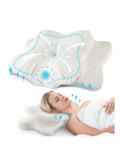 Buy Cervical Pillow for Neck Pain Relief,Contour Memory Foam Pillow,Ergonomic Orthopedic Neck Support Pillow for Side,Back and Stomach Sleepers in Saudi Arabia