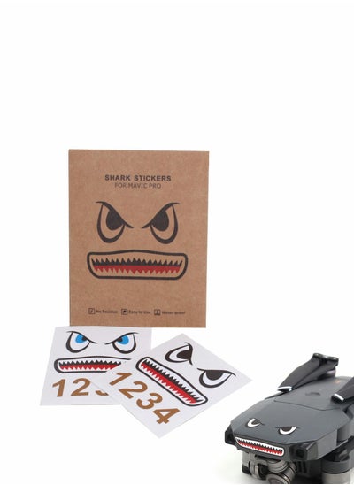 Buy Shark Face Design Sticker for DJI Mavic and Mini Series, Decal Skin DIY Accessory, Emoticon Body Sticker, Battery Number in Saudi Arabia