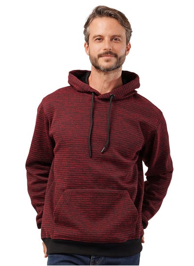 Buy Men's Hooded Sweatshirt -Turkish Melton-Striped- Fur Lined in Egypt