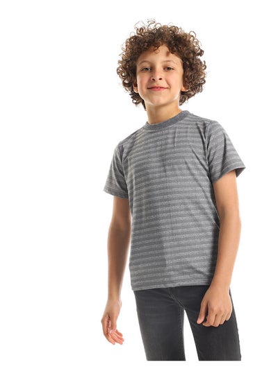 Buy Short Sleeved Round Neck Boys T-Shirt - Dark Grey & Heather Grey in Egypt