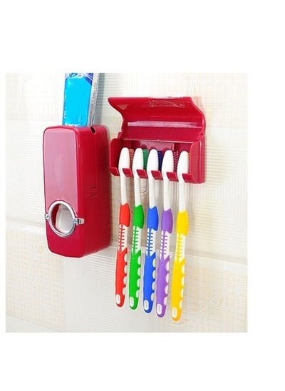 Buy 1-Piece Assorted Color Auto Squeezing Toothpaste Dispenser And Toothbrush Holder Set in UAE