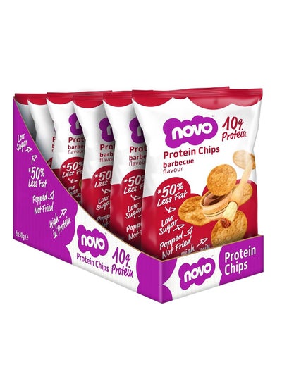 اشتري Novo Protein Chips 10g Protein 65% Less Fat Popped Not Fried Low Sugar Barbecue 30g Pack of 6 في الامارات