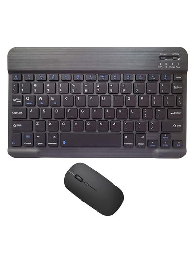 Buy Arabic and English Bluetooth Keyboard and Mouse Combo, Ultra-Slim Portable Compact Wireless Mouse Keyboard Set for IOS Android Windows Tablet Phone iPhone iPad Pro Air Mini in UAE