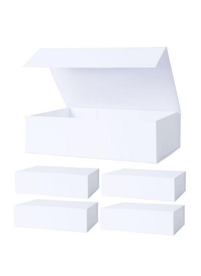 Buy White Collapsible Gift Box With Magnetic Closure Lids 10.5X7X3 In Bridesmaid Groomsman Proposal Boxes Rectangle Storage Box 5 Pack in UAE